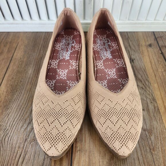 Skechers Cleo Sawdust With Grace Womens Size 8.5 Tan Crochet Wedge Shoes 158467 - Picture 8 of 9